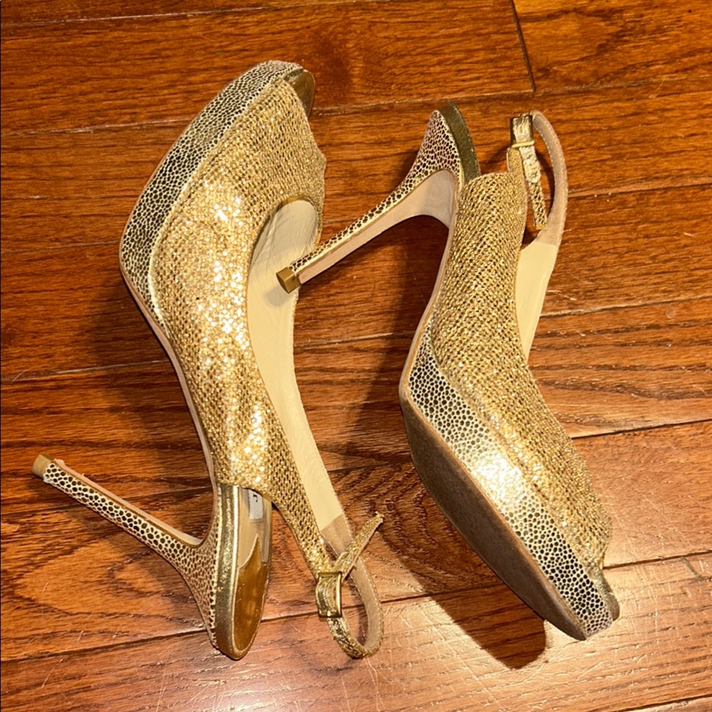 Jimmy Choo Glittering Gold Slingback Heels - Picture 7 of 14
